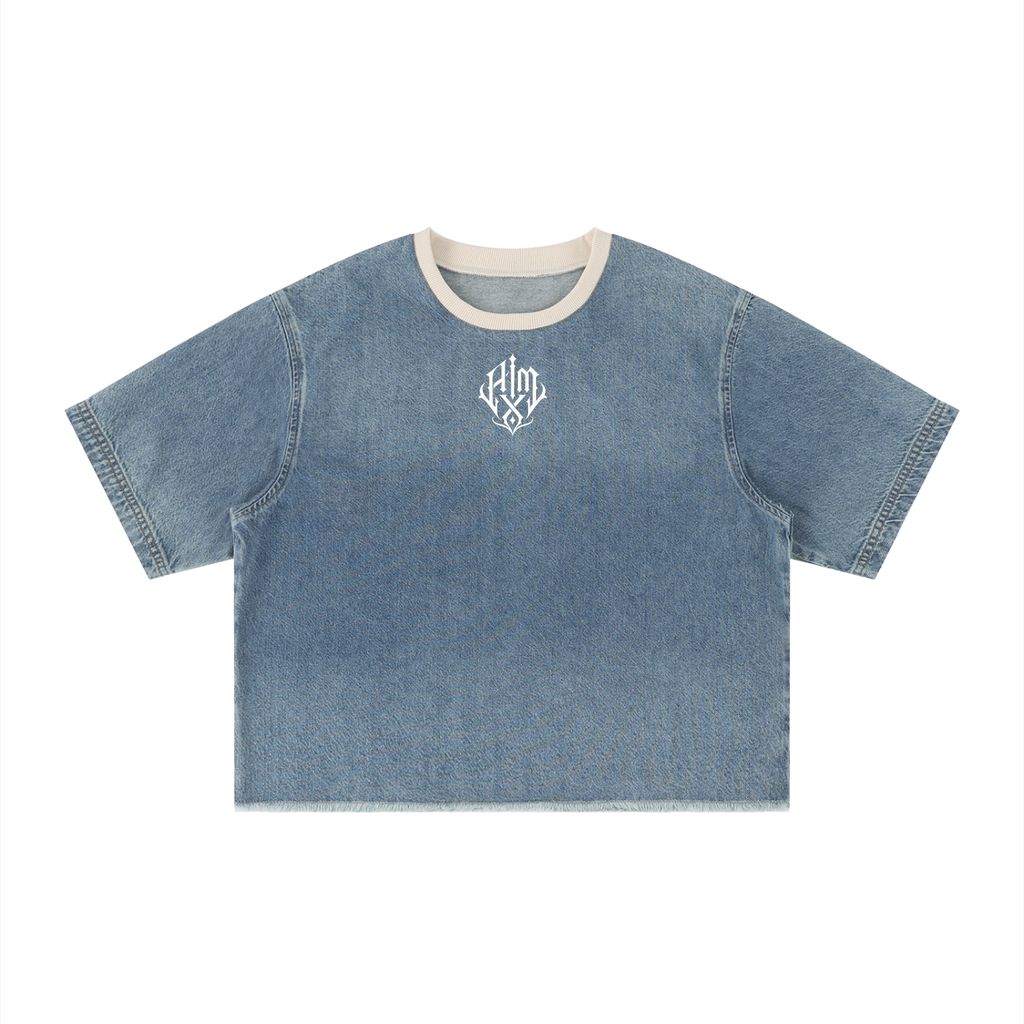 Boxy Raw Hem Denim Tee | CHERUBIM