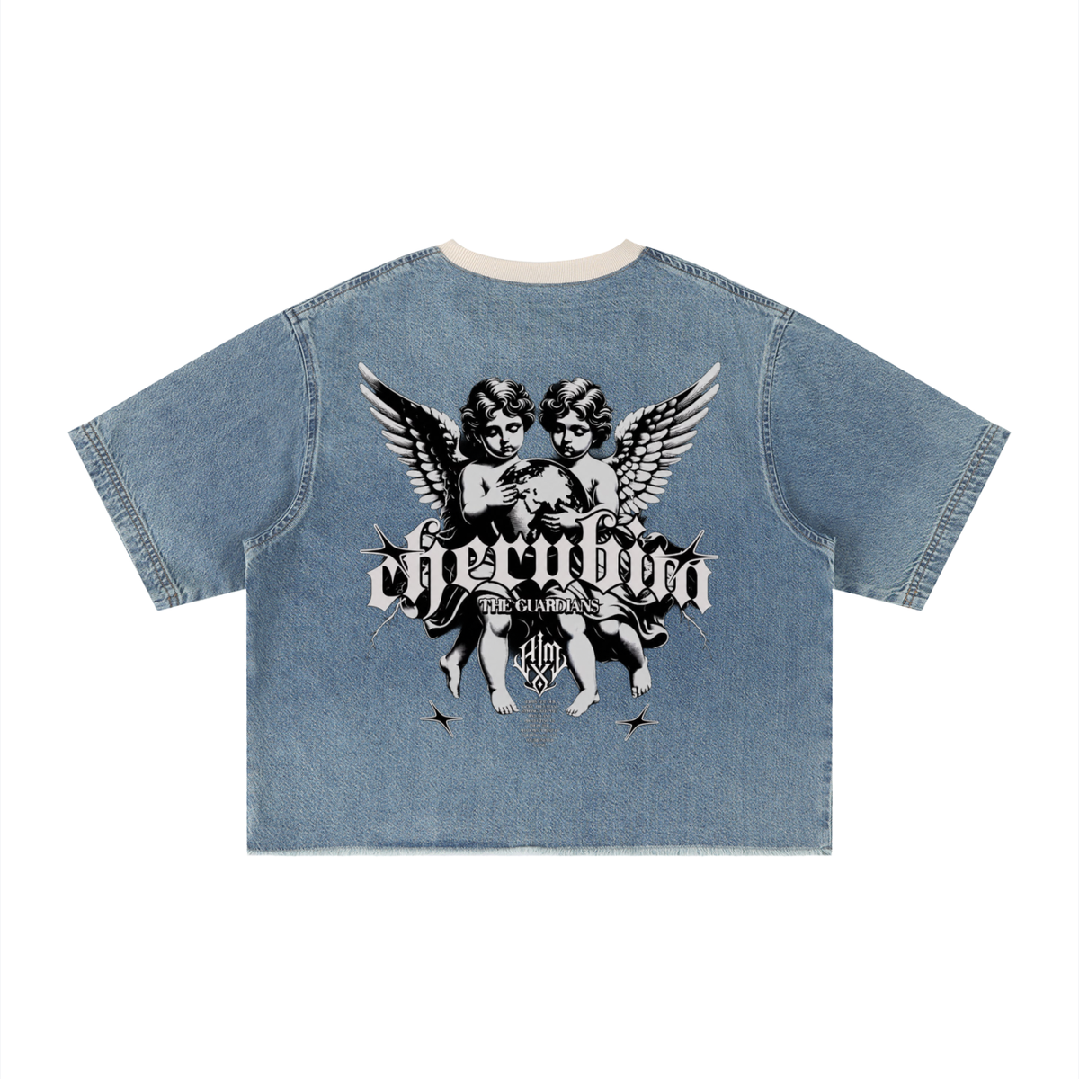 Boxy Raw Hem Denim Tee | CHERUBIM