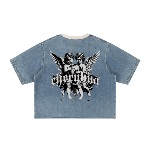 Boxy Raw Hem Denim Tee | CHERUBIM